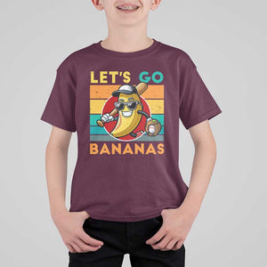 Funny Baseball T Shirt For Kid Let's Go Bananas Bat Ball Sport TS11 Maroon Print Your Wear