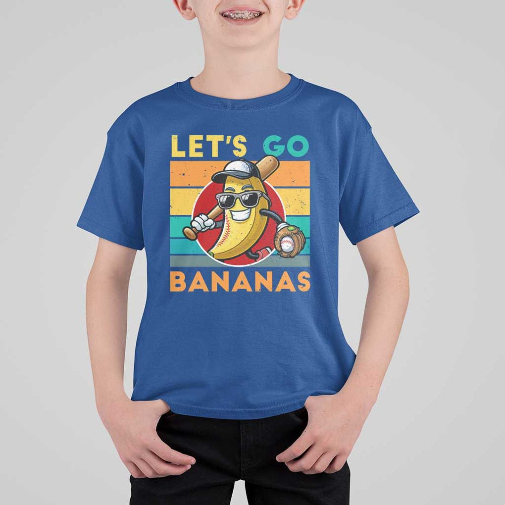 Funny Baseball T Shirt For Kid Let's Go Bananas Bat Ball Sport TS11 Royal Blue Print Your Wear