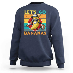 Funny Baseball Sweatshirt Let's Go Bananas Bat Ball Sport TS11 Navy Print Your Wear