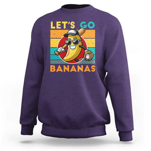 Funny Baseball Sweatshirt Let's Go Bananas Bat Ball Sport TS11 Purple Print Your Wear