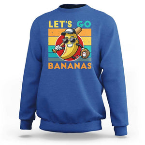 Funny Baseball Sweatshirt Let's Go Bananas Bat Ball Sport TS11 Royal Blue Print Your Wear