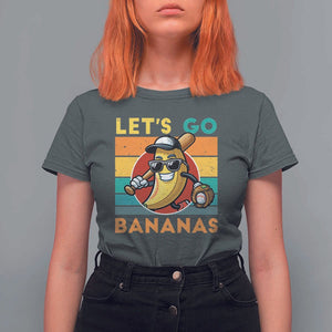 Funny Baseball T Shirt For Women Let's Go Bananas Bat Ball Sport TS11 Dark Heather Print Your Wear
