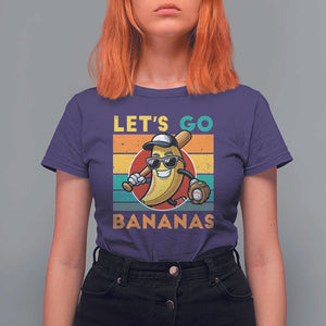 Funny Baseball T Shirt For Women Let's Go Bananas Bat Ball Sport TS11 Purple Print Your Wear