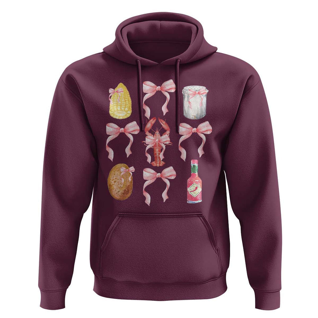 Funny Crawfish Bow Pink Hoodie Cute Coquette Y2k Clean Girl Aesthetic TS11 Maroon Print Your Wear