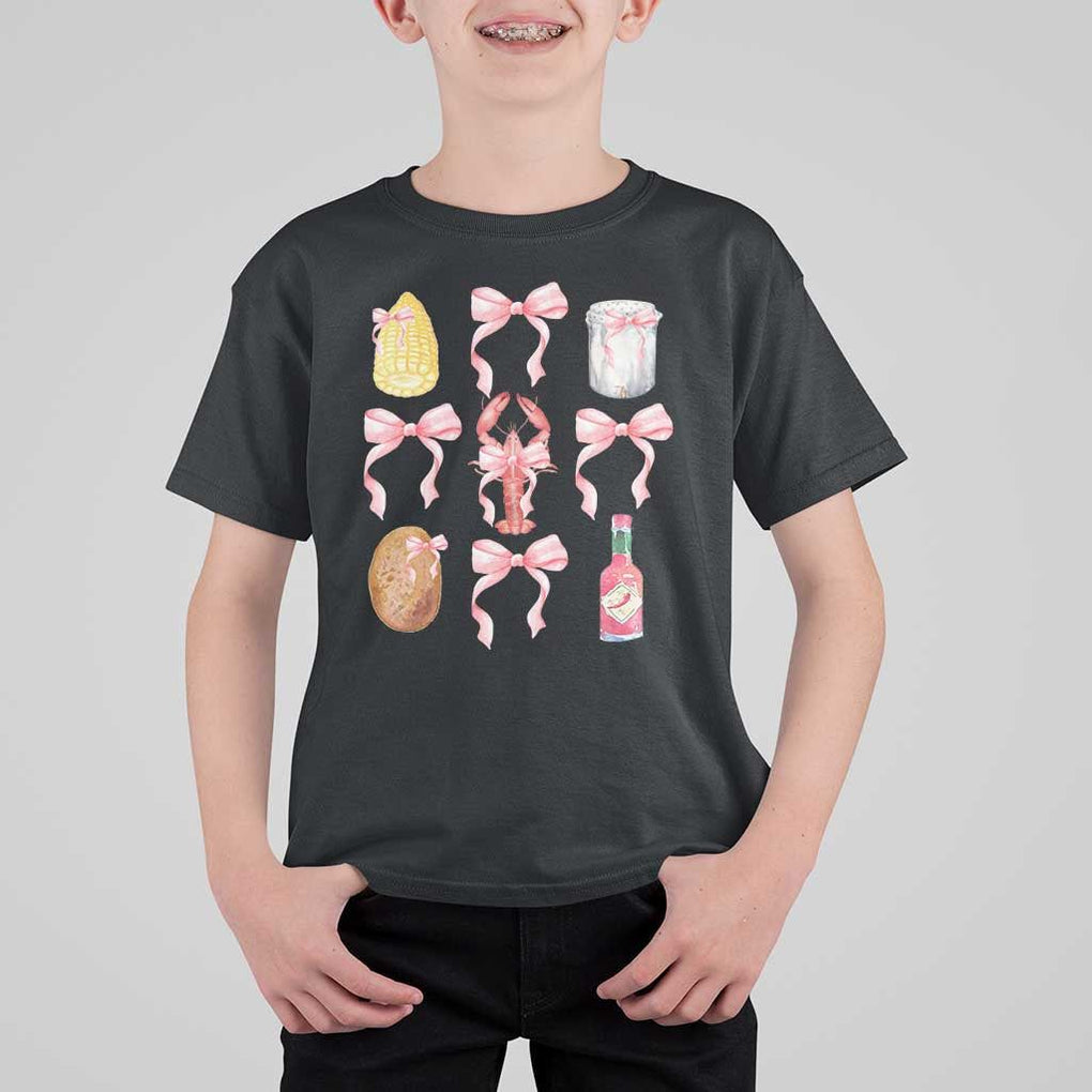 Funny Crawfish Bow Pink T Shirt For Kid Cute Coquette Y2k Clean Girl Aesthetic TS11 Black Print Your Wear