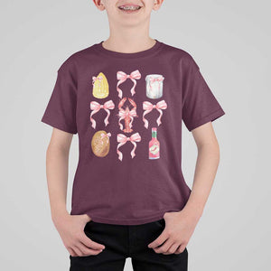 Funny Crawfish Bow Pink T Shirt For Kid Cute Coquette Y2k Clean Girl Aesthetic TS11 Maroon Print Your Wear