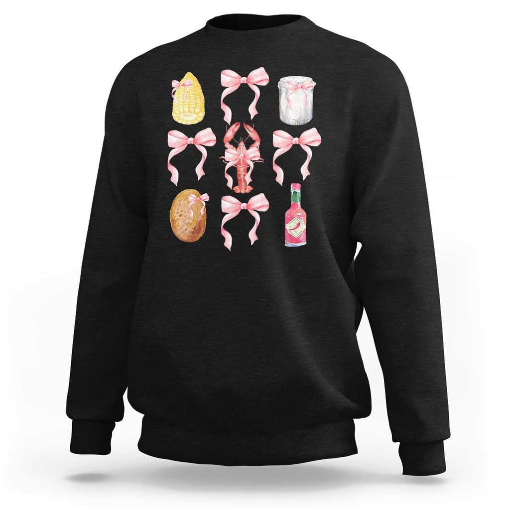 Funny Crawfish Bow Pink Sweatshirt Cute Coquette Y2k Clean Girl Aesthetic TS11 Black Print Your Wear