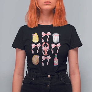 Funny Crawfish Bow Pink T Shirt For Women Cute Coquette Y2k Clean Girl Aesthetic TS11 Black Print Your Wear