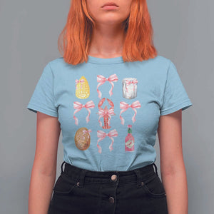 Funny Crawfish Bow Pink T Shirt For Women Cute Coquette Y2k Clean Girl Aesthetic TS11 Light Blue Print Your Wear