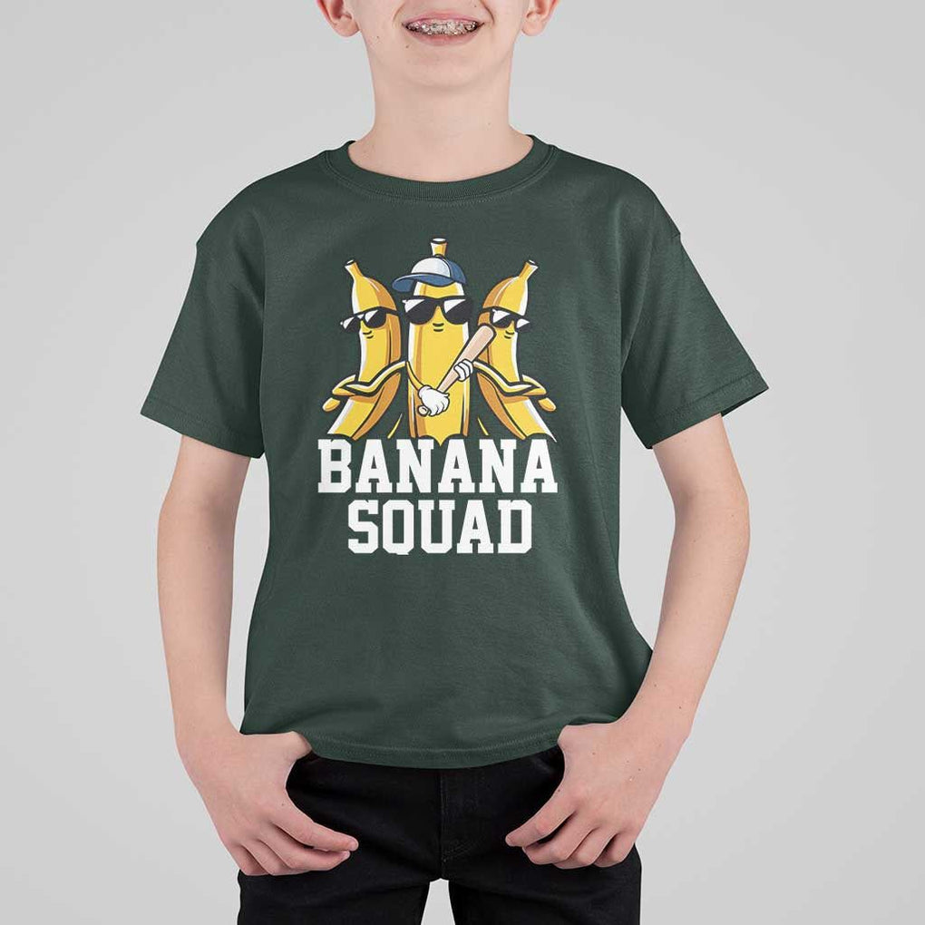 Funny Banana Squad T Shirt For Kid Baseball Bat Cute Halloween Costume TS11 Dark Forest Green Print Your Wear