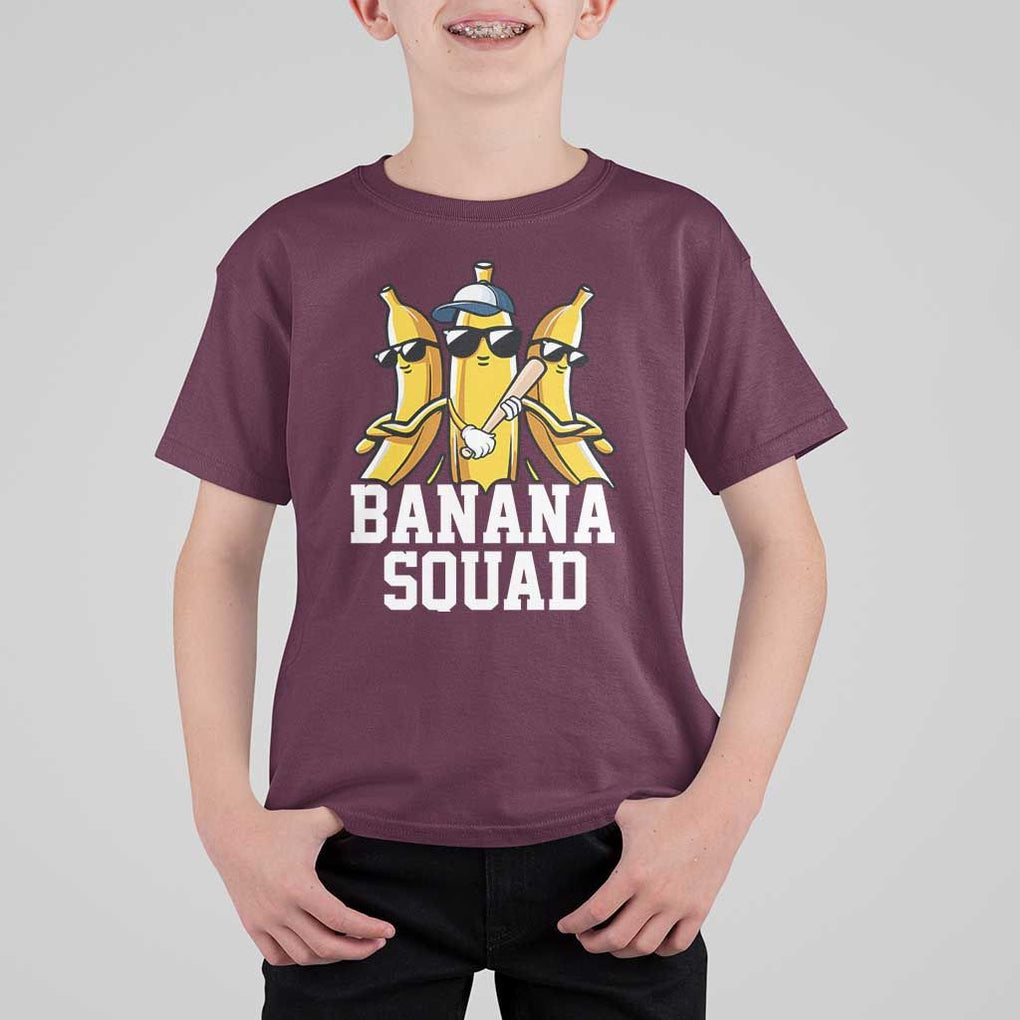 Funny Banana Squad T Shirt For Kid Baseball Bat Cute Halloween Costume TS11 Maroon Print Your Wear