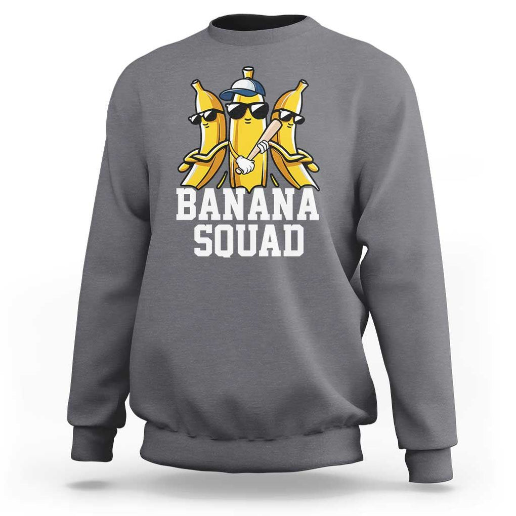 Funny Banana Squad Sweatshirt Baseball Bat Cute Halloween Costume TS11 Charcoal Print Your Wear