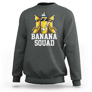 Funny Banana Squad Sweatshirt Baseball Bat Cute Halloween Costume TS11 Dark Heather Print Your Wear