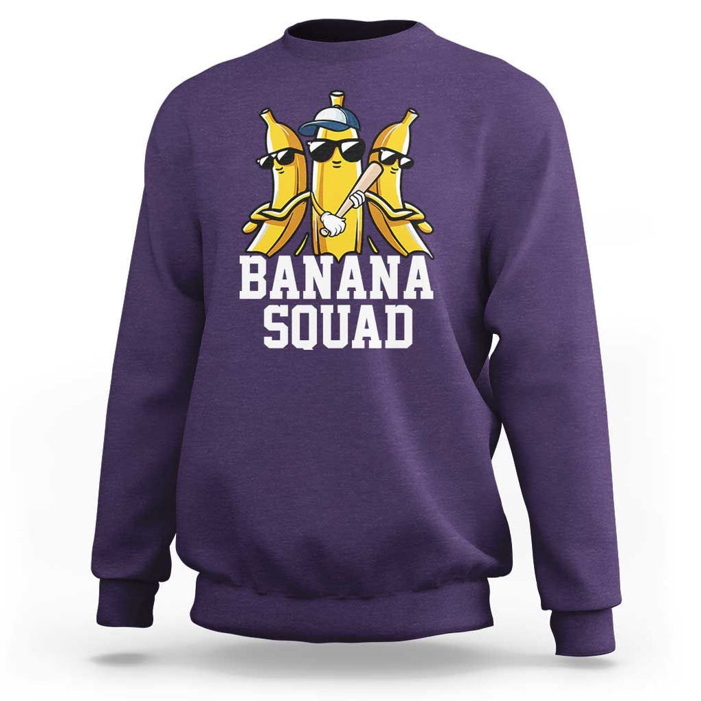 Funny Banana Squad Sweatshirt Baseball Bat Cute Halloween Costume TS11 Purple Print Your Wear