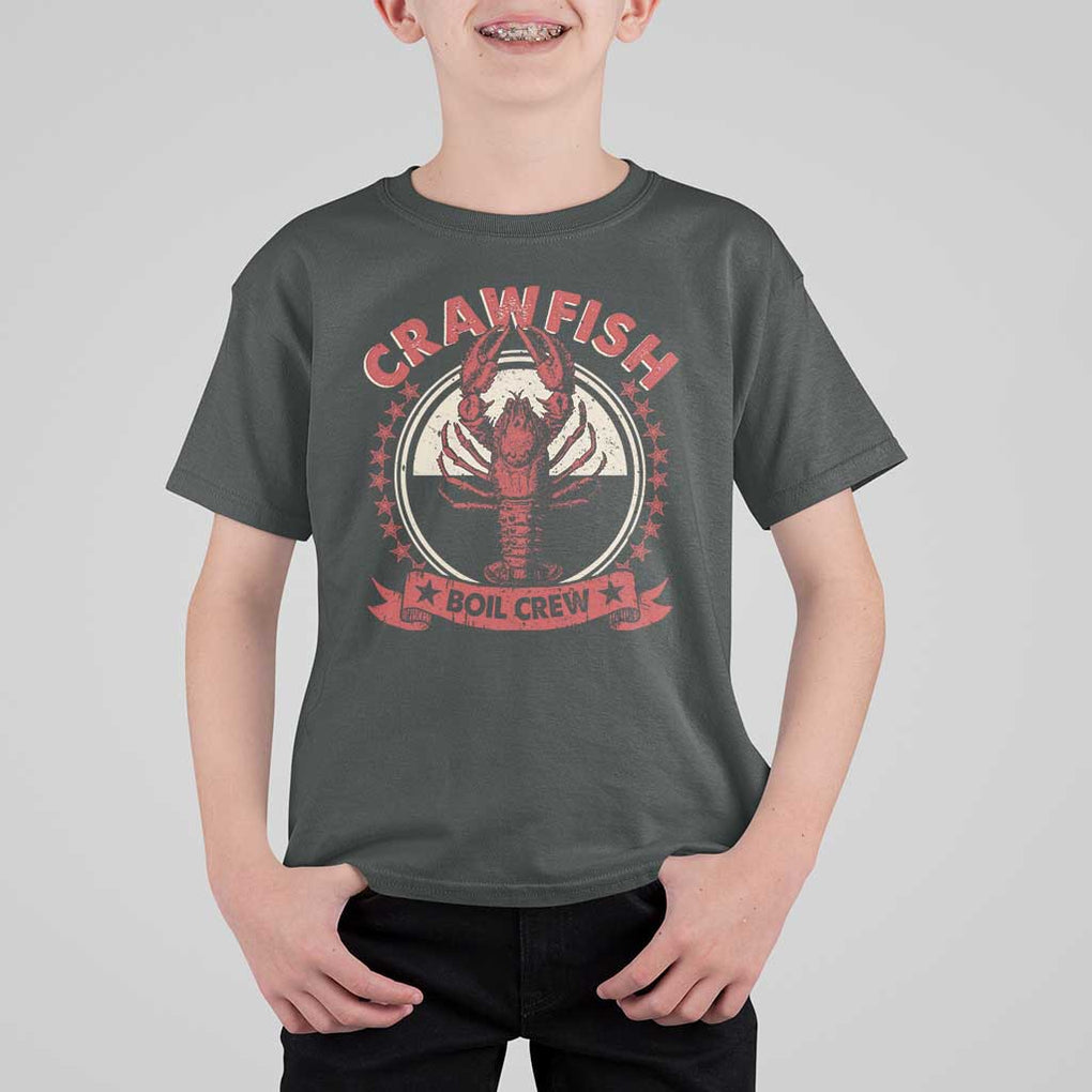 Funny Crawfish Boil Crew T Shirt For Kid Cajun Seafood Boil Lover Party TS11 Dark Heather Print Your Wear