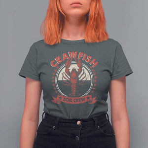 Funny Crawfish Boil Crew T Shirt For Women Cajun Seafood Boil Lover Party TS11 Dark Heather Print Your Wear