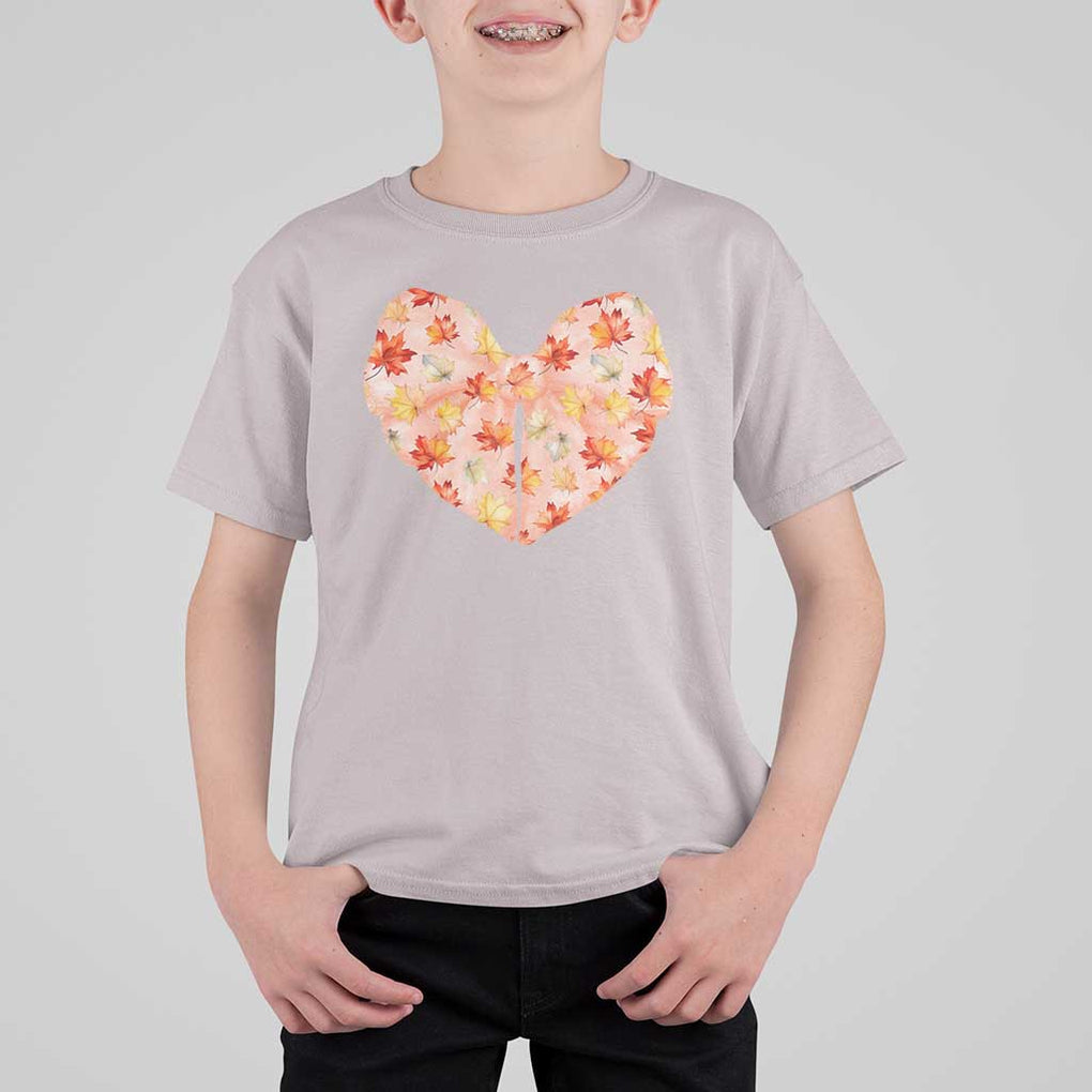 Coquette Canadian Girly T Shirt For Kid Canada Day Flag Maple Leaf Orange Bow Girls Aesthetic TS11 Ice Gray Print Your Wear