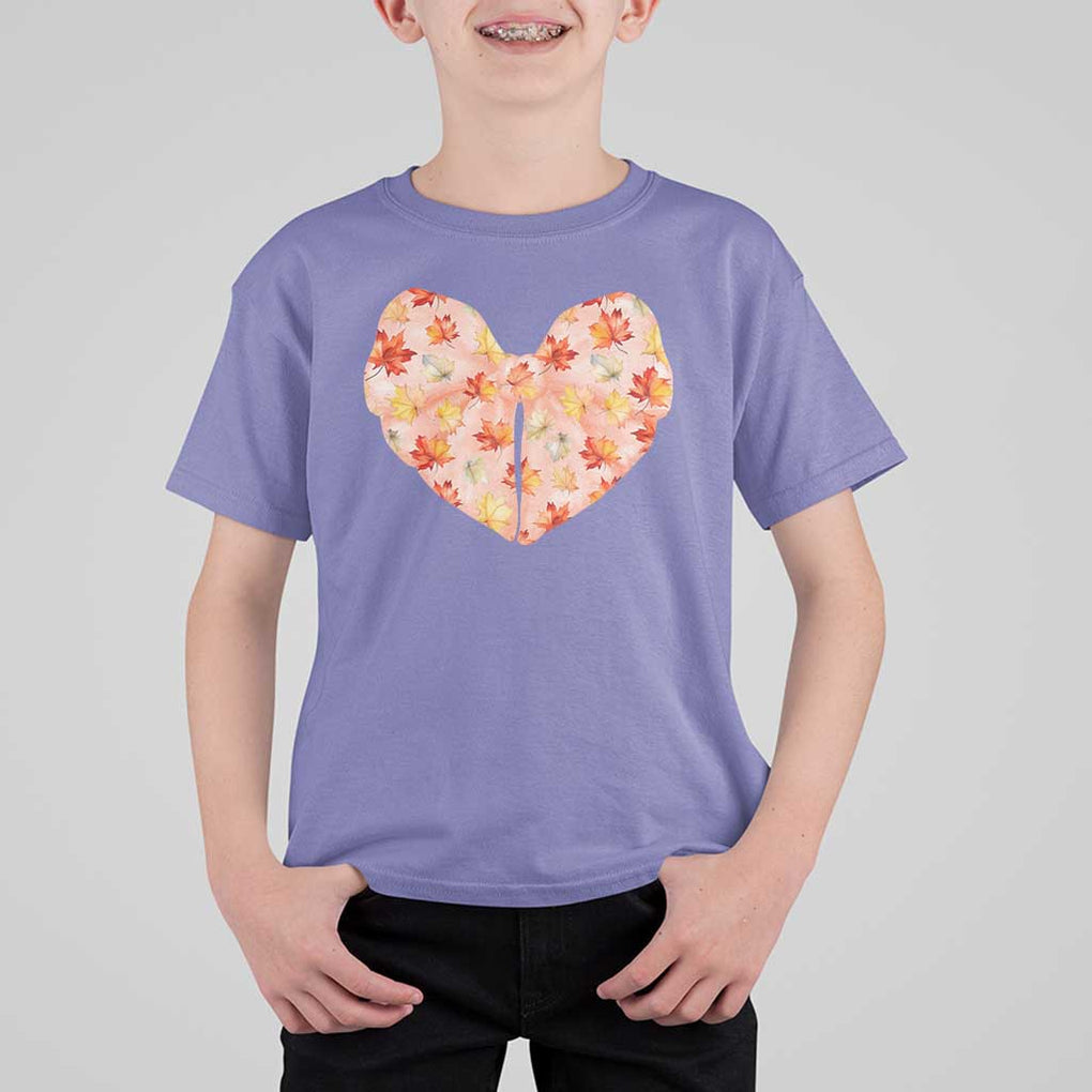 Coquette Canadian Girly T Shirt For Kid Canada Day Flag Maple Leaf Orange Bow Girls Aesthetic TS11 Violet Print Your Wear