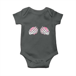 Funny Skeleton Hands Seashell Bikini Halloween Beach Baby Onesie TS11 Dark Heather Print Your Wear