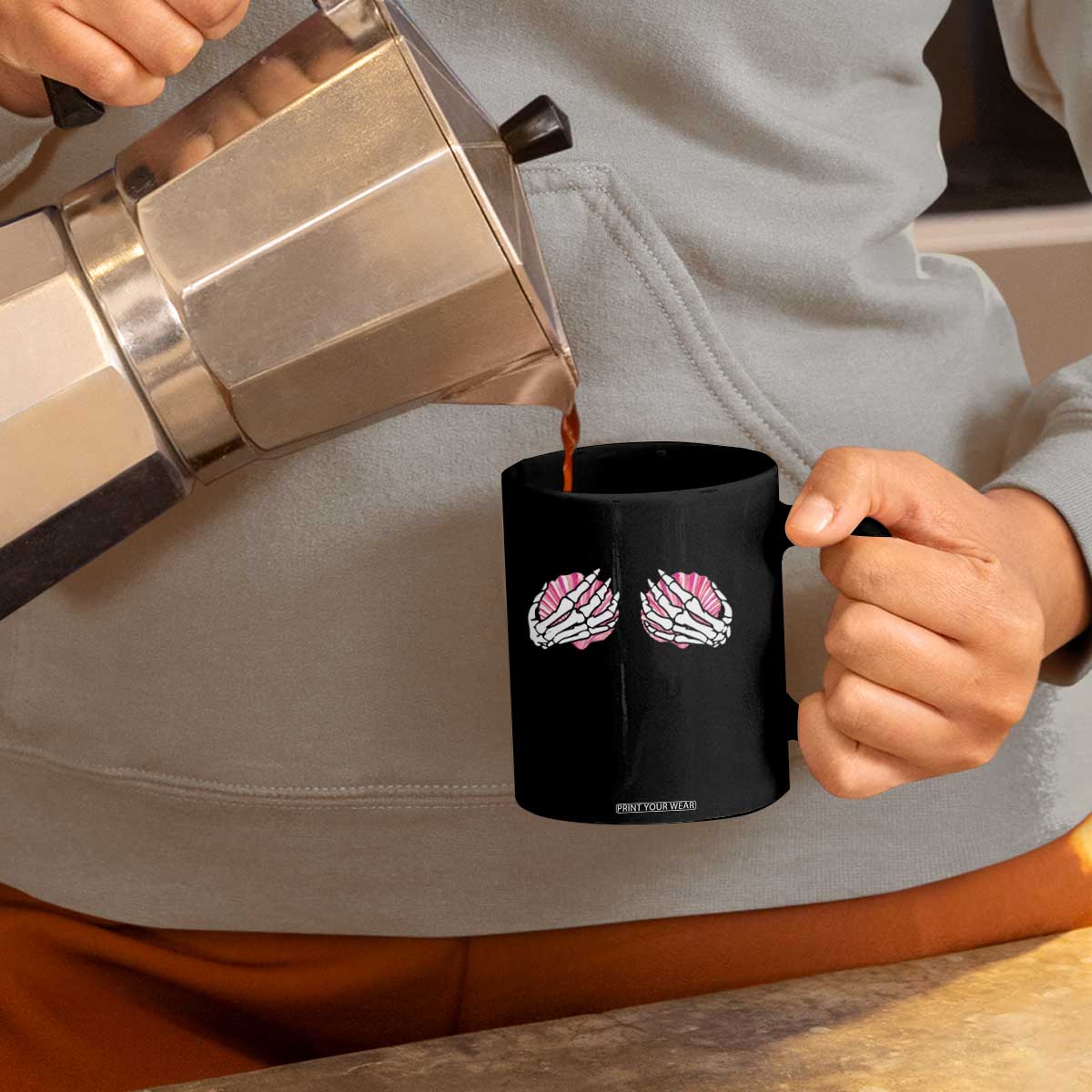 Funny Skeleton Hands Seashell Bikini Halloween Beach Coffee Mug TS11 Print Your Wear