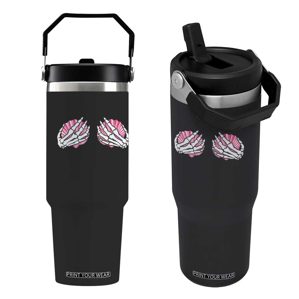 Funny Skeleton Hands Seashell Bikini Halloween Beach Flip Straw Tumbler TS11 One Size: 30 oz Black Print Your Wear