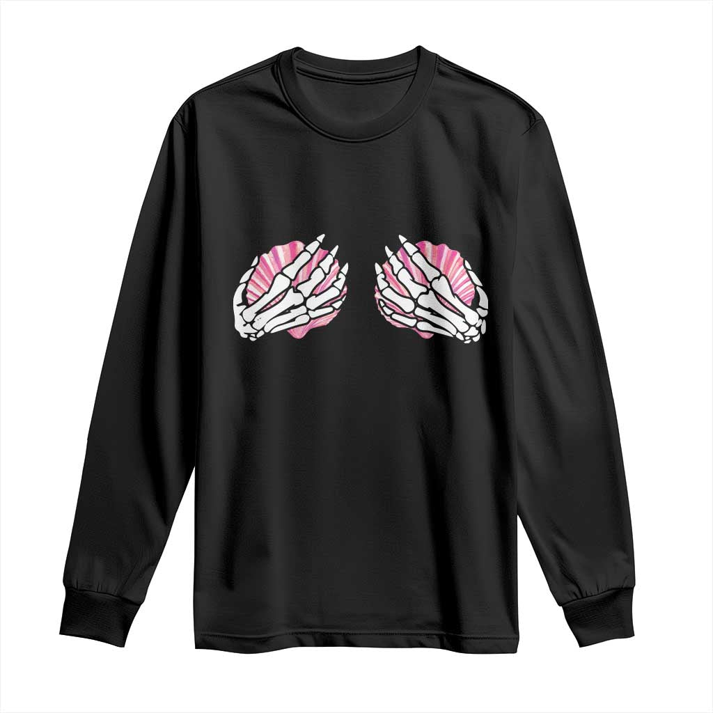 Funny Skeleton Hands Seashell Bikini Halloween Beach Long Sleeve Shirt TS11 Black Print Your Wear