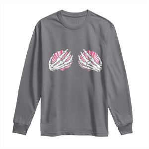 Funny Skeleton Hands Seashell Bikini Halloween Beach Long Sleeve Shirt TS11 Charcoal Print Your Wear