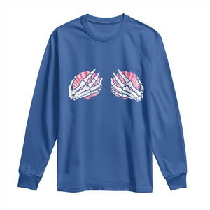 Funny Skeleton Hands Seashell Bikini Halloween Beach Long Sleeve Shirt TS11 Royal Blue Print Your Wear