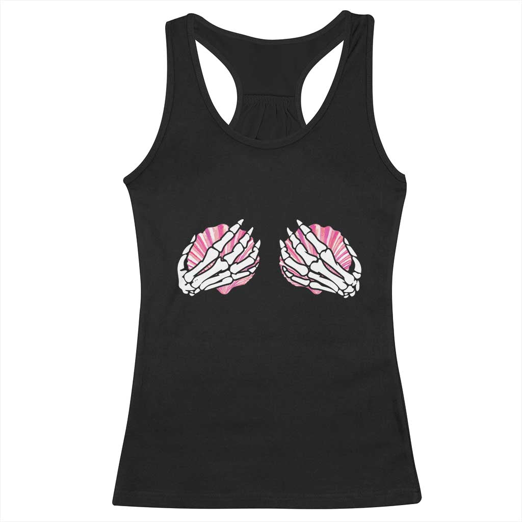 Funny Skeleton Hands Seashell Bikini Halloween Beach Racerback Tank Top TS11 Black Print Your Wear