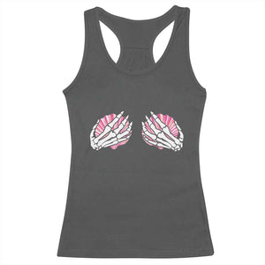 Funny Skeleton Hands Seashell Bikini Halloween Beach Racerback Tank Top TS11 Dark Heather Print Your Wear