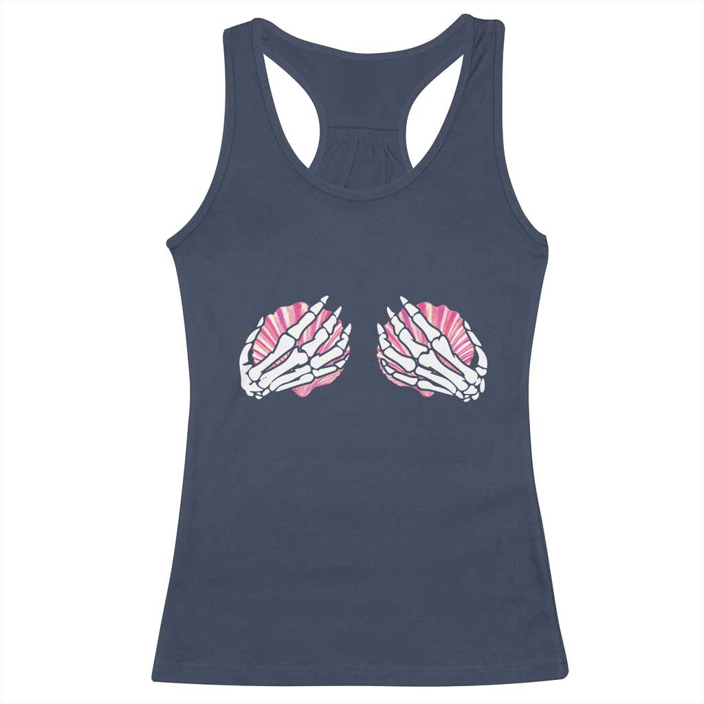 Funny Skeleton Hands Seashell Bikini Halloween Beach Racerback Tank Top TS11 Navy Print Your Wear