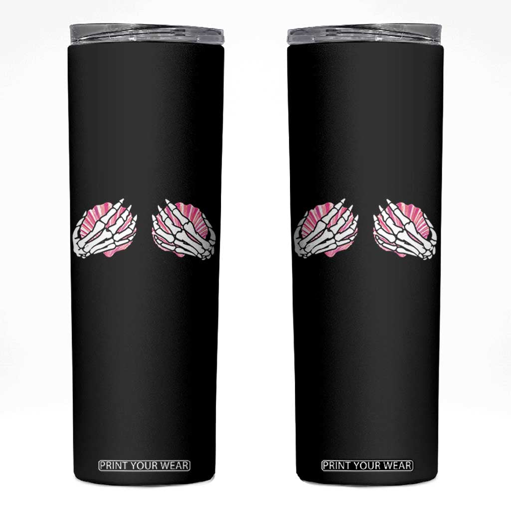 Funny Skeleton Hands Seashell Bikini Halloween Beach Skinny Tumbler TS11 Black Print Your Wear