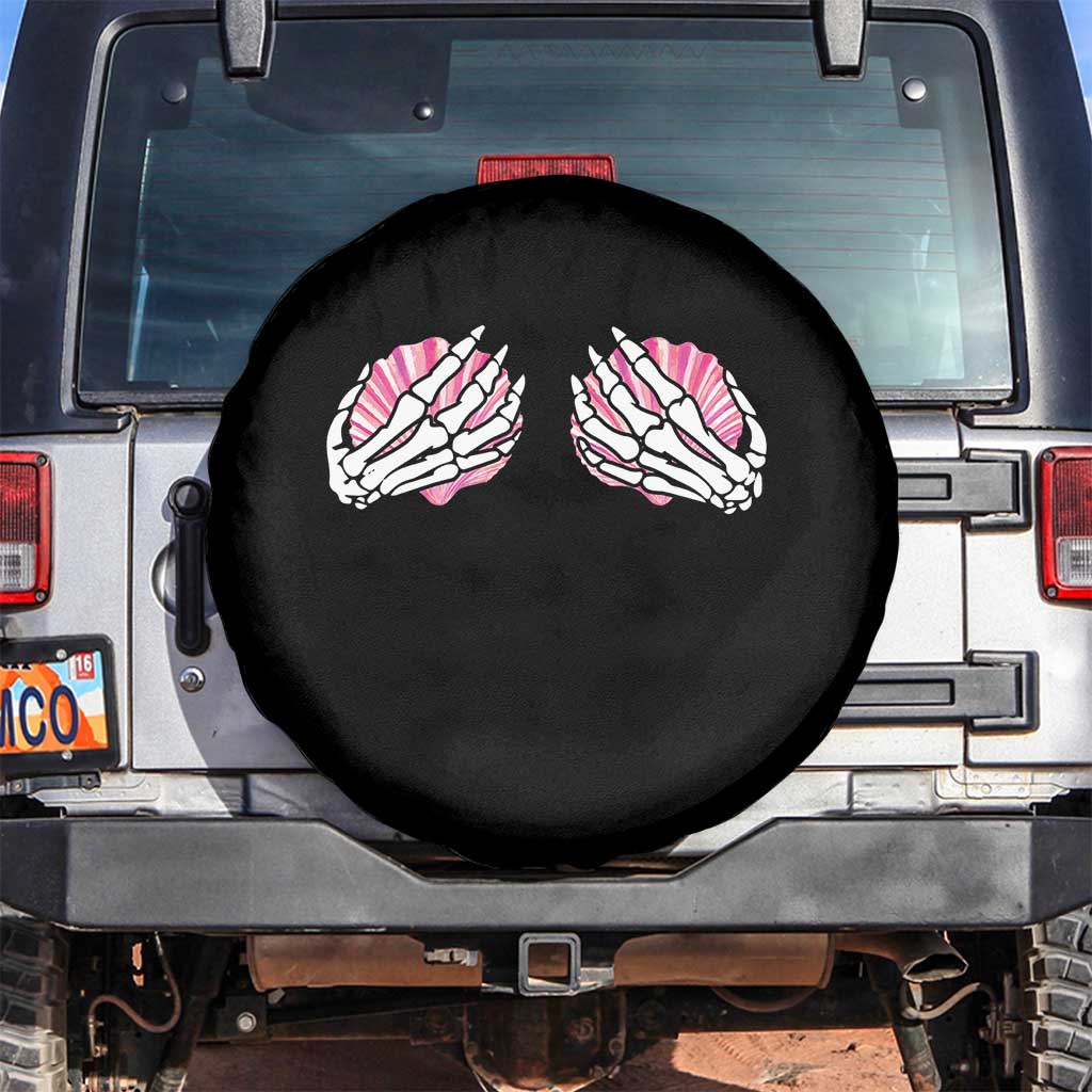 Funny Skeleton Hands Seashell Bikini Halloween Beach Spare Tire Cover TS11 No hole Black Print Your Wear