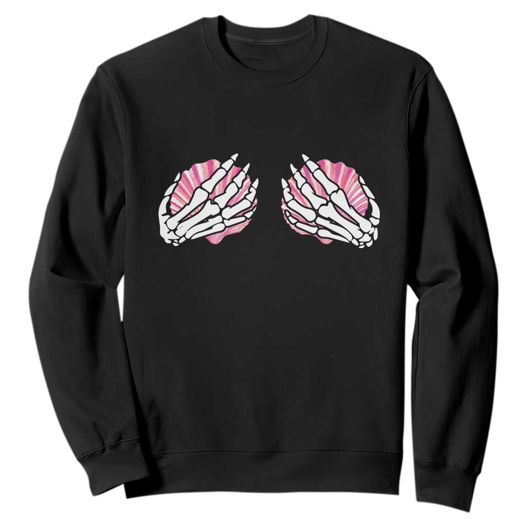 Funny Skeleton Hands Seashell Bikini Halloween Beach Sweatshirt TS11 Black Print Your Wear