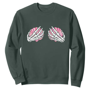 Funny Skeleton Hands Seashell Bikini Halloween Beach Sweatshirt TS11 Dark Forest Green Print Your Wear