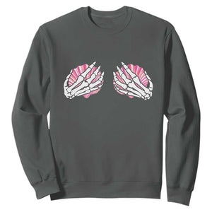 Funny Skeleton Hands Seashell Bikini Halloween Beach Sweatshirt TS11 Dark Heather Print Your Wear