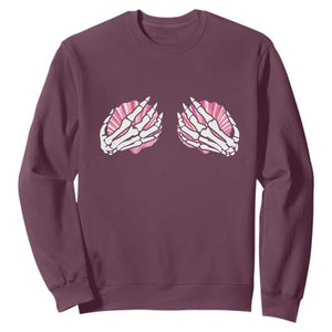 Funny Skeleton Hands Seashell Bikini Halloween Beach Sweatshirt TS11 Maroon Print Your Wear