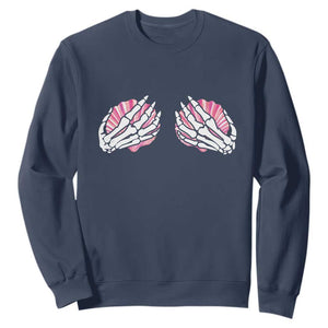 Funny Skeleton Hands Seashell Bikini Halloween Beach Sweatshirt TS11 Navy Print Your Wear