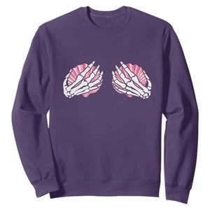 Funny Skeleton Hands Seashell Bikini Halloween Beach Sweatshirt TS11 Purple Print Your Wear