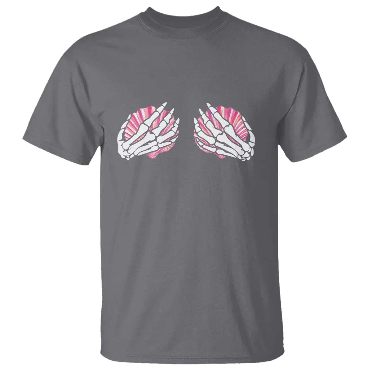 Funny Skeleton Hands Seashell Bikini Halloween Beach T Shirt TS11 Charcoal Print Your Wear