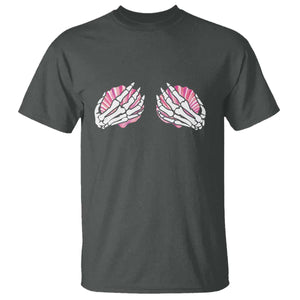 Funny Skeleton Hands Seashell Bikini Halloween Beach T Shirt TS11 Dark Heather Print Your Wear