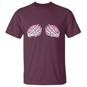 Funny Skeleton Hands Seashell Bikini Halloween Beach T Shirt TS11 Maroon Print Your Wear