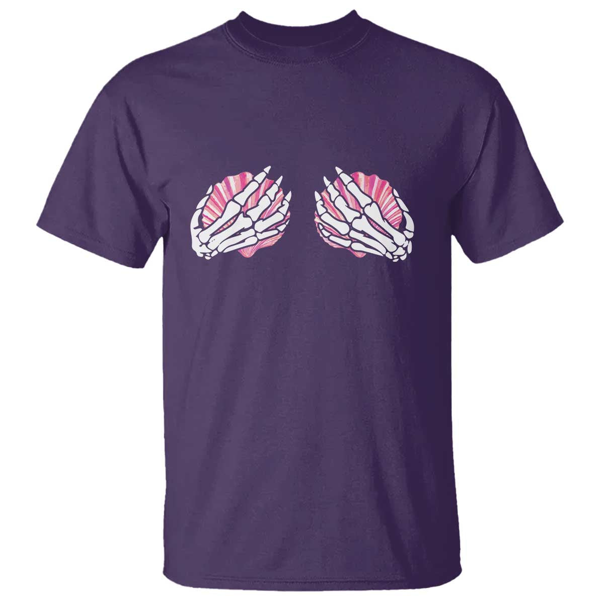 Funny Skeleton Hands Seashell Bikini Halloween Beach T Shirt TS11 Purple Print Your Wear