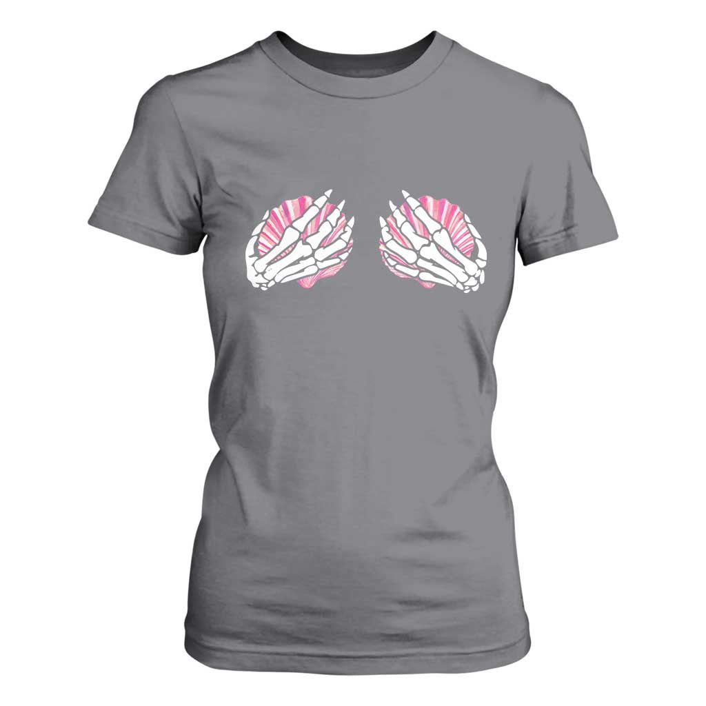 Funny Skeleton Hands Seashell Bikini Halloween Beach T Shirt For Women TS11 Charcoal Print Your Wear