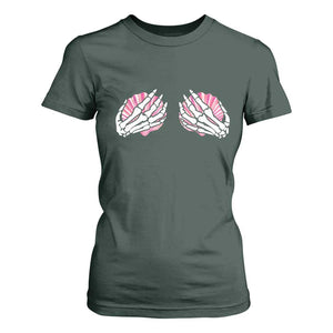 Funny Skeleton Hands Seashell Bikini Halloween Beach T Shirt For Women TS11 Dark Forest Green Print Your Wear