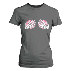 Funny Skeleton Hands Seashell Bikini Halloween Beach T Shirt For Women TS11 Dark Heather Print Your Wear