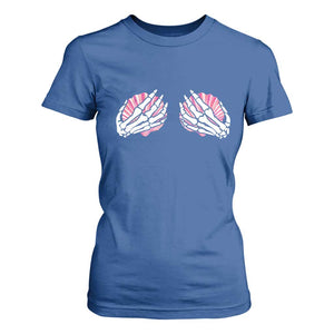 Funny Skeleton Hands Seashell Bikini Halloween Beach T Shirt For Women TS11 Royal Blue Print Your Wear