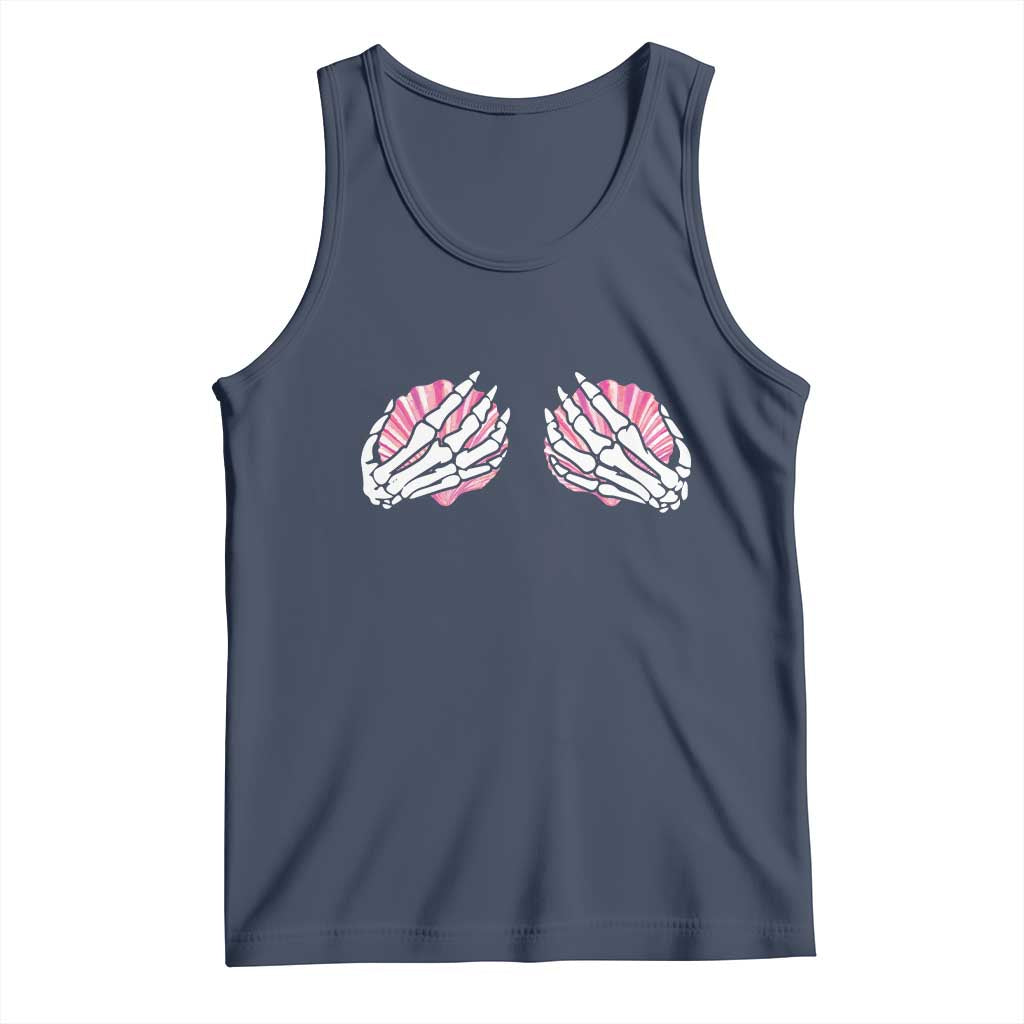 Funny Skeleton Hands Seashell Bikini Halloween Beach Tank Top TS11 Navy Print Your Wear