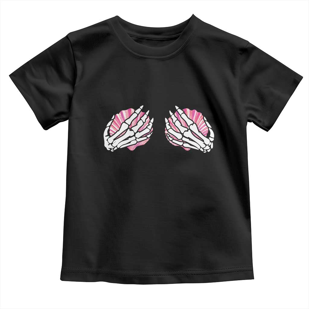 Funny Skeleton Hands Seashell Bikini Halloween Beach Toddler T Shirt TS11 Black Print Your Wear