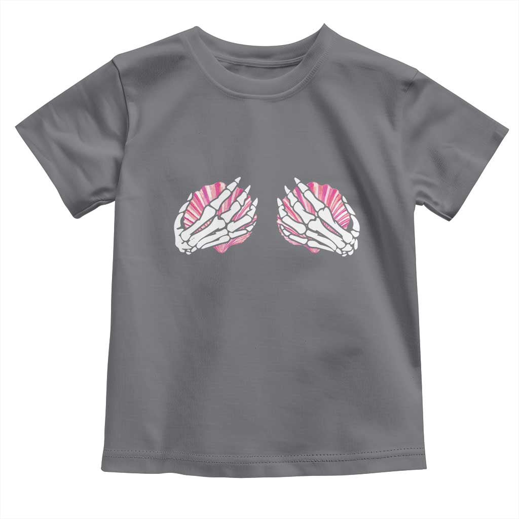 Funny Skeleton Hands Seashell Bikini Halloween Beach Toddler T Shirt TS11 Charcoal Print Your Wear